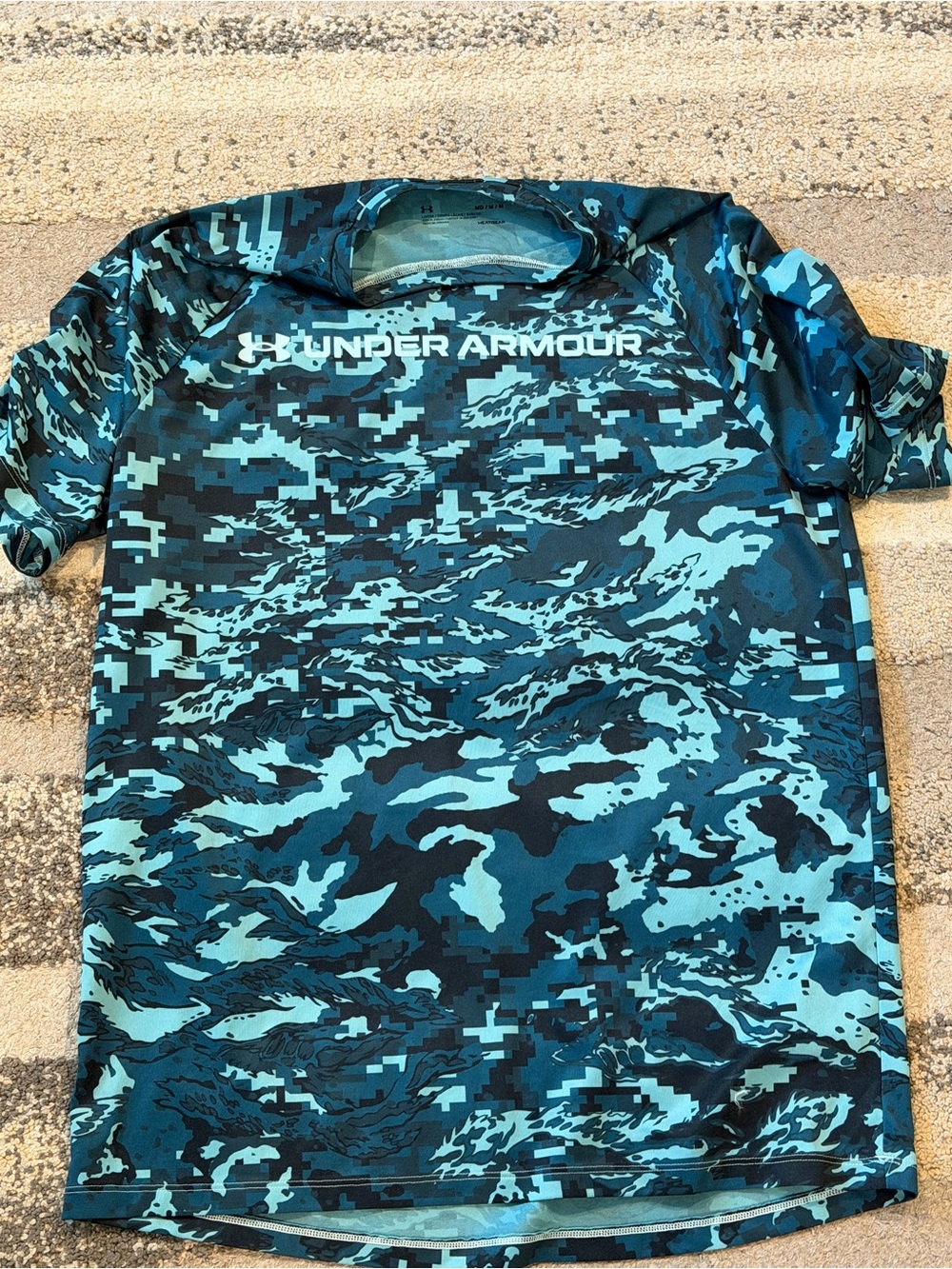 Under Armour Teal and Black Digital Camo HeatGear Tee